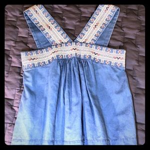 Madewell embroidered smock top, size 6